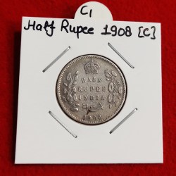 HALF RUPEE SILVER COIN EDWARD VII 1908 CALCUTTA MINT