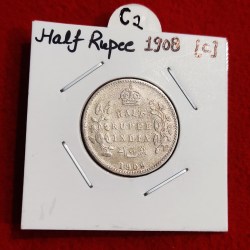 HALF RUPEE SILVER COIN EDWARD VII 1908 CALCUTTA MINT