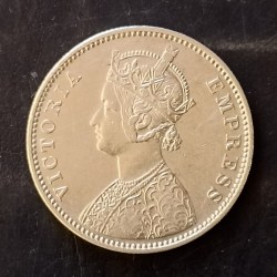 Alternative view of Silver British India Victoria empress 1880 Denominaton 1 ₹ Same and similar piece available