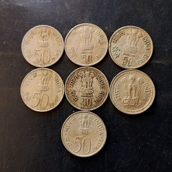 Alternative view of Republic India Denominaton. 50 paise Metal coper nickel Seven different variety Same and similar set are available
