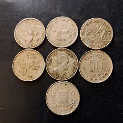 Republic India Denominaton. 50 paise Metal coper nickel Seven different variety Same and similar set are available
