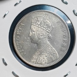 Alternative view of ONE RUPEE 1887 CALCUTTA MINT VICTORIA EMPRESS