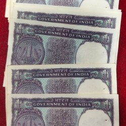 Alternative view of One ruppes big size unc mix governer mix year (55 pcs lott ) unc # 55