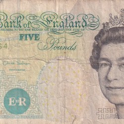 ENGLAND 5 POUNDS ELIZABETH BANK NOTE AS PER IMAGE