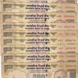 500 Rupees Mix Governor (10 Pcs lott ) Note Lowest Price