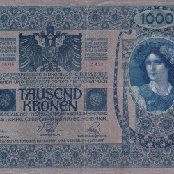 Alternative view of Austria (1902) One Thousand Kronen Big Size Bank Note