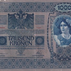 Alternative view of Austria (1902) One Thousand Kronen Big Size Bank Note