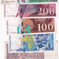FRANCS 6 DIFFERENT DENOMINATION OLD ISSUE RARE (6 NOTE SET)