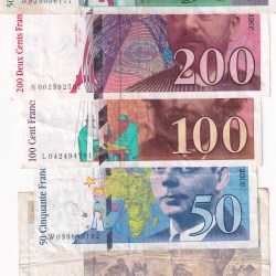 Alternative view of FRANCS 6 DIFFERENT DENOMINATION OLD ISSUE RARE (6 NOTE SET)