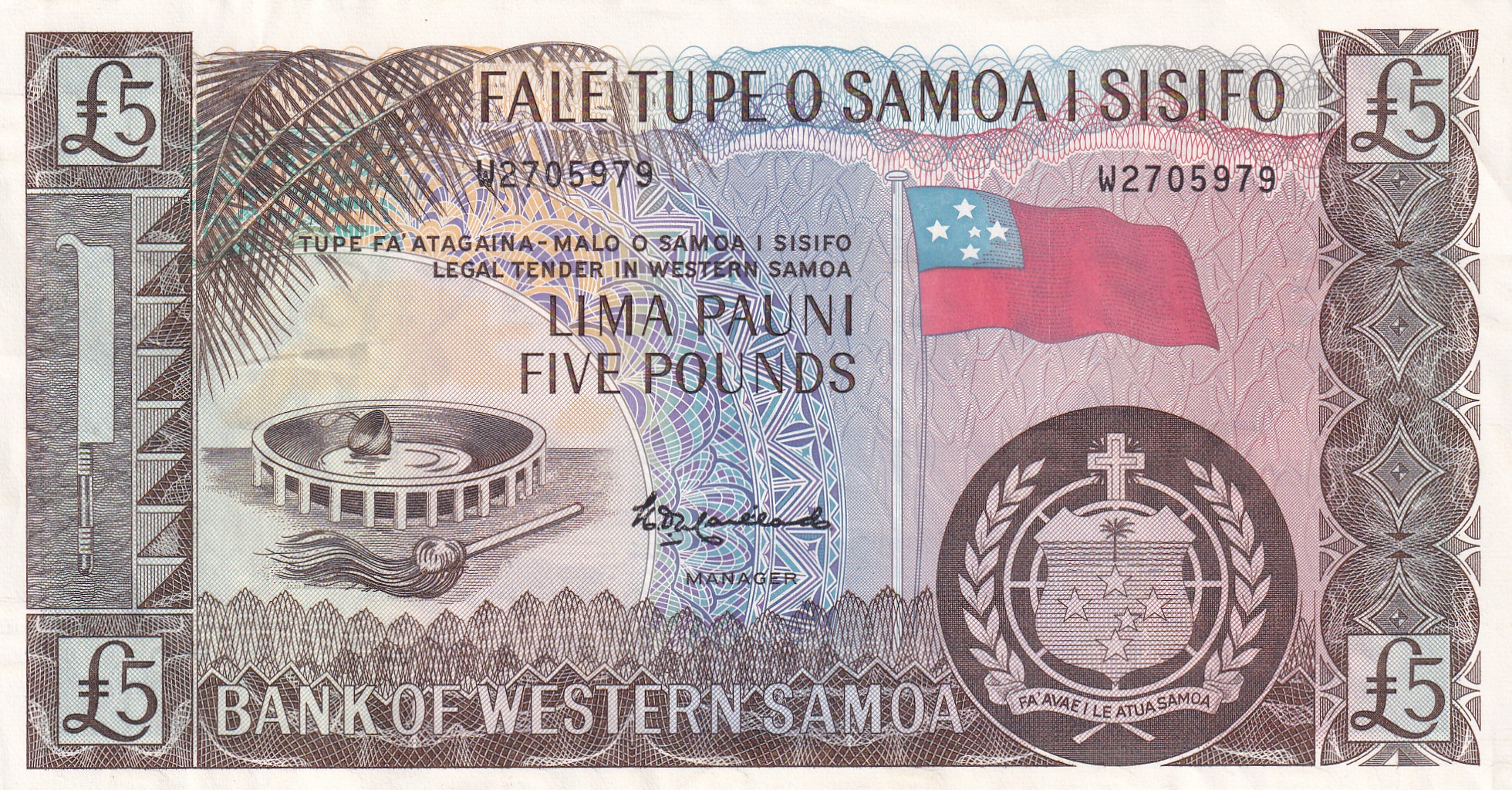 Samoa e Sisifo 5 Libras 2020 Unc Note