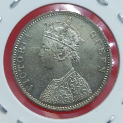 Alternative view of ONE RUPEE SILVER COIN VICTORIA QUEEN 1875 BOMBAY MINT