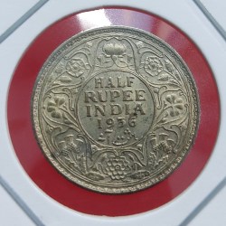 HALF RUPEE SILVER COIN GEORGE V 1936 BOMBAY MINT