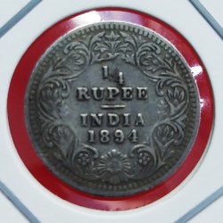 1/4 RUPEE SILVER COIN VICTORIA EMPRESS 1894 CALCUTTA MINT