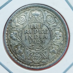 HALF RUPEE SILVER COIN GEORGE V 1924 CALCUTTA MINT