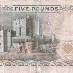 Alternative view of ISLE OF MAN 5 POUND ELIZABETH OLD ISSUE RARE NOTE #B-2
