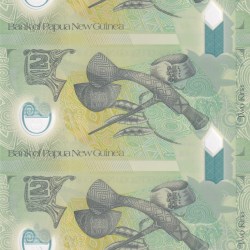 Alternative view of PAPUA NEW GUINEA 2 KINA RARE POLYMER UNC ( 3 NOTE) UNCUT SHEET