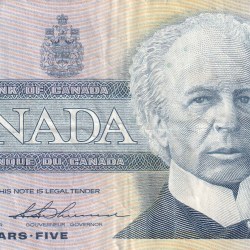 Canada 5 Dollar Old Issue Ottawa 1986 Series Rare Note