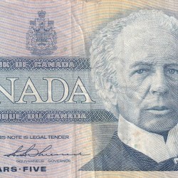 Canada 5 Dollar Old Issue Ottawa 1986 Series Rare Note