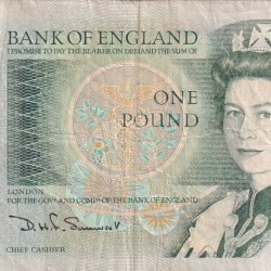 England 1 Pound Elizabeth Old Issue Rare Note #B-2