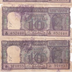 4 PCS Old Issue Diamond 10 Rupees Low Condition Note