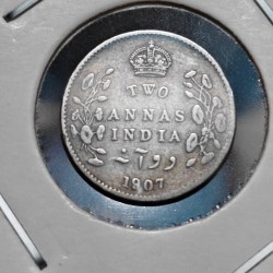2 ANNA 1907 COIN Calcutta MINT EDWARD VII KING AND EMPEROR COIN SKU A3
