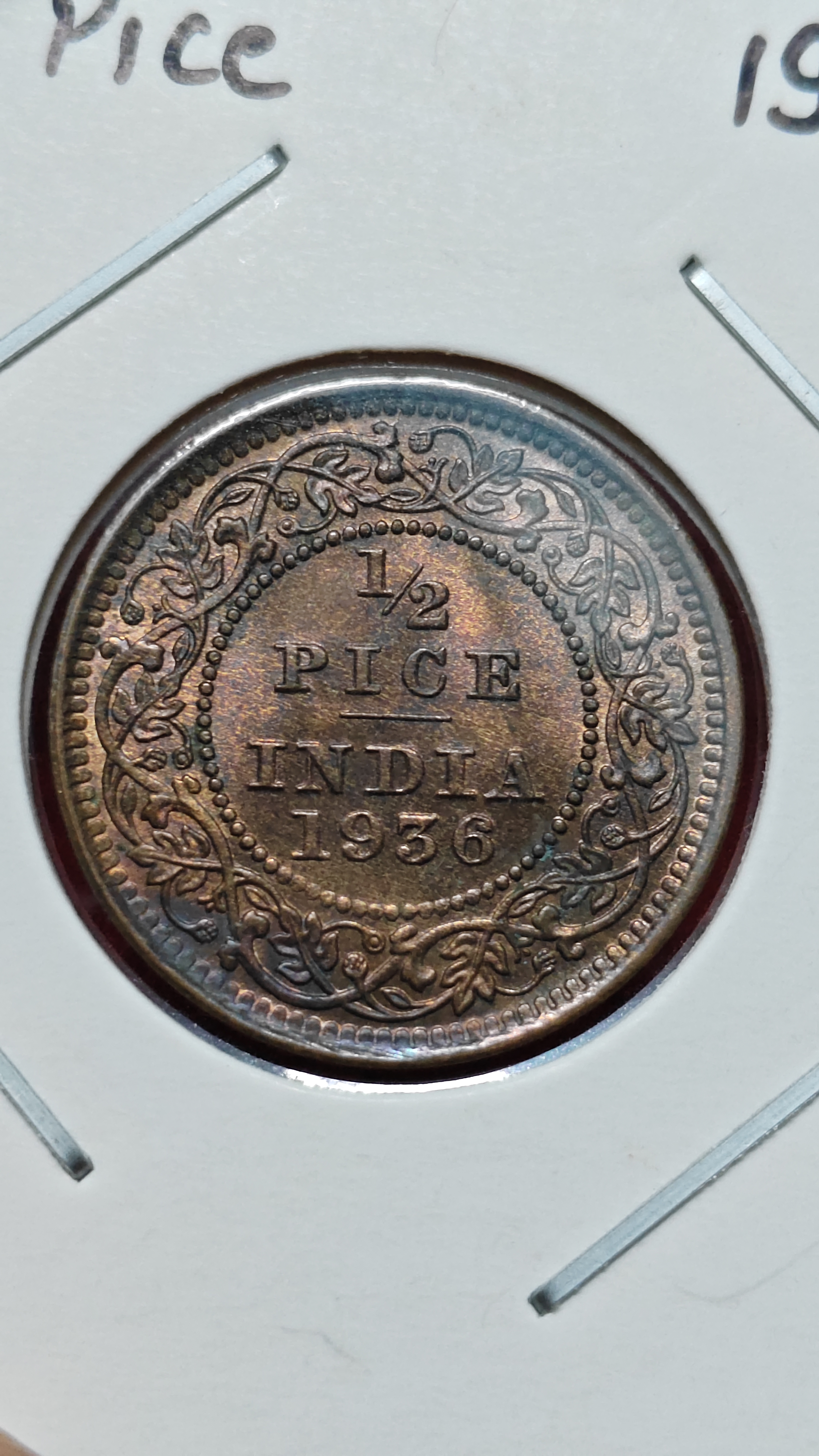 1/2 PICE 1936 COIN GEORGE V KING EMPEROR COIN SKU B4 - Image 4
