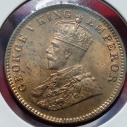 Alternative view of ONE QUARTER ANNA 1913 GEORGE V KING EMPEROR COIN
