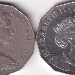 Australia 50 Pence Two Different Type Elizabeth II Lowest Price ( 2 Coins Set )# I-92