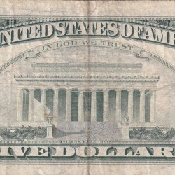 Alternative view of AMERICA 5 DOLLARS (LINCON) RARE NOTE # B-2
