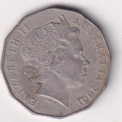 Alternative view of Australia 50 Cents 2001 - Elizabeth II 4th Portrait - Federation - New South Wales Rare Lowest Price coin # I-94
