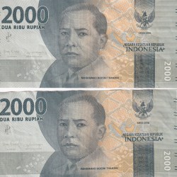 Alternative view of INDONESIA 2000 RUPIAH (2 PCS LOTT) RARE NOTE