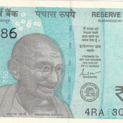 300786 Fancy Number 50 Rupees Governor Shaktikant Das GEM UNC Note
