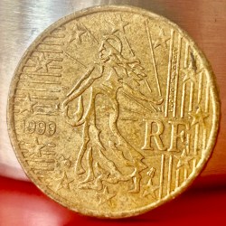 Alternative view of Rare France 50 EURO Cent 1999 1st Map Pierre Rodier Mint Metal Nordic gold