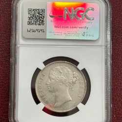 Alternative view of NGC 1840 One Rupee Divided Legend Silver AU58 Graded Coin Rare #2