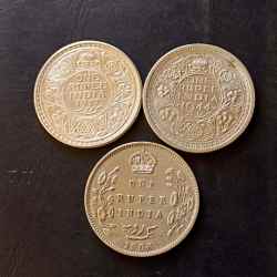 Silver British India Set of 3 piece of 3 different portrait King and emperor George v King and emperor George vi King and emperor Edward VII Denominaton 1 ₹ Same and similar piece are available