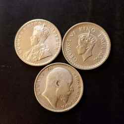 Alternative view of Silver British India Set of 3 piece of 3 different portrait King and emperor George v King and emperor George vi King and emperor Edward VII Denominaton 1 ₹ Same and similar piece are available