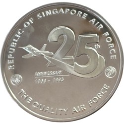 Alternative view of 1993 Singapore 25th Anniversary of RSAF Silver Proof Medallion Ultra Rare Silver