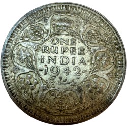 Re 1 British India King George VI Rupee Silver Year 1942 Unique and Rare