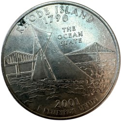 One Quarter Dollar United Sates of America State Rhode Islands Issue Very Unique and Rare