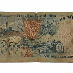 Alternative view of 100 Rupees Old AGRICULTURE Issue Cobalt Blue Sign S.JAGANNATHAN **V. RARE** Collectable Grade.