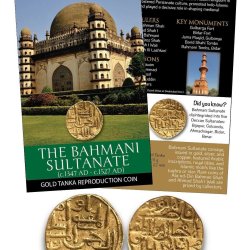 🟡 THE BAHMANI SULTANATE – GOLD TANKA REPRODUCTION COIN WITH BEAUTIFUL FOLDER PACKAGING