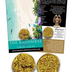 🟡 THE KADAMBAS OF GOA – GOLD PAGODA REPRODUCTION COIN WITH BEAUTIFUL FOLDER PACKAGING