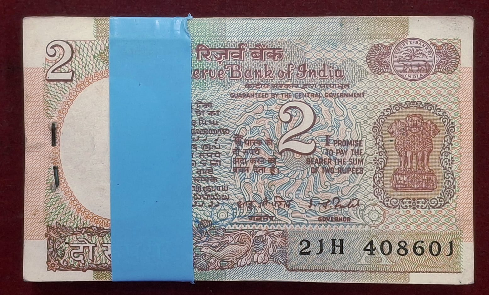 2 RUPEES SATELLITE GOVERNOR I.J.PATEL RARE (100 NOTE) SERIAL PACKET