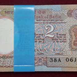 2 RUPEES SATELLITE GOVERNOR R.N.MALHOTRA RARE (100 NOTE) SERIAL PACKET