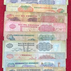 Alternative view of ANGOLA ( 13 PCS DIFFERENT ) OLD ISSUE NOTE SET