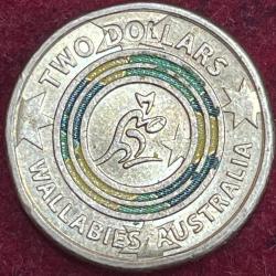 Australia 2 Dollars colour coin- 2019 Elizabeth II 4th Portrait - Wallabies Rugby Team rare coin #I-69