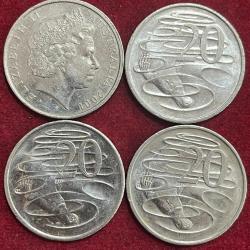 Alternative view of AUSTRALIA 20 CENTS- ELIZABETH COMMEMORATIVE BIG SIZE RARE COIN (4 PCS SET) #I-71