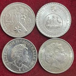 AUSTRALIA 20 CENTS- ELIZABETH COMMEMORATIVE BIG SIZE RARE COIN (4 PCS SET) #I-71