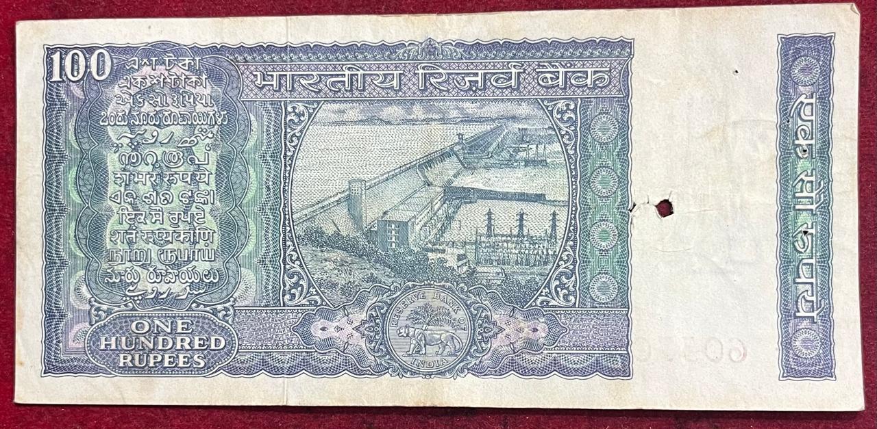 100 RUPEES WHITE PATTIE GOVERNOR I.J PATEL RARE NOTE - Image 2