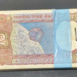 Alternative view of 2 RUPEES SATELLITE GOVERNOR R.N MOLHOTRA (100 Note) RARE SERIAL PACKET#SK-14